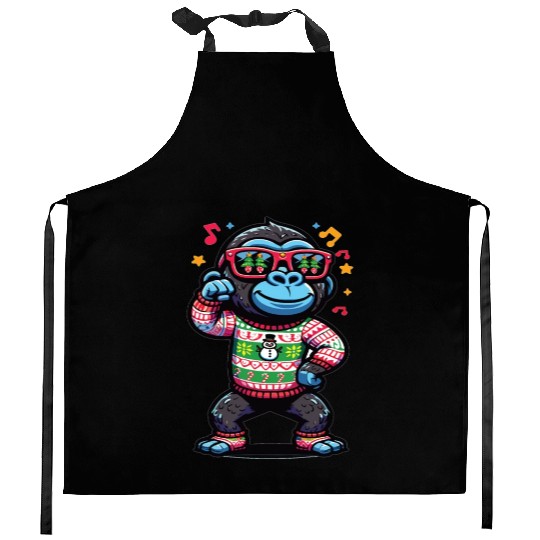 Gorilla With Sunglasses Kitchen Aprons