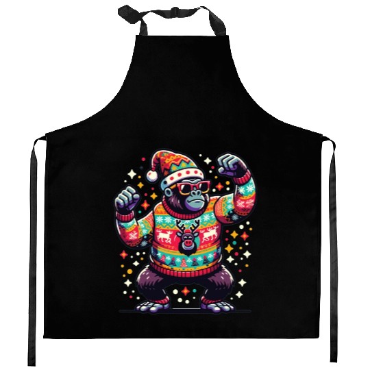 Gorilla With Sunglasses Kitchen Aprons