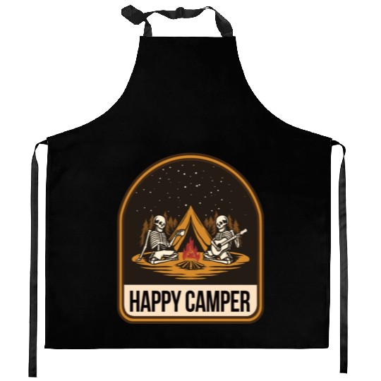 Happy Camper Skeleton Campfire Tent Kitchen Aprons