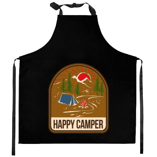 Happy Camper Camping Campfire Tent Kitchen Aprons