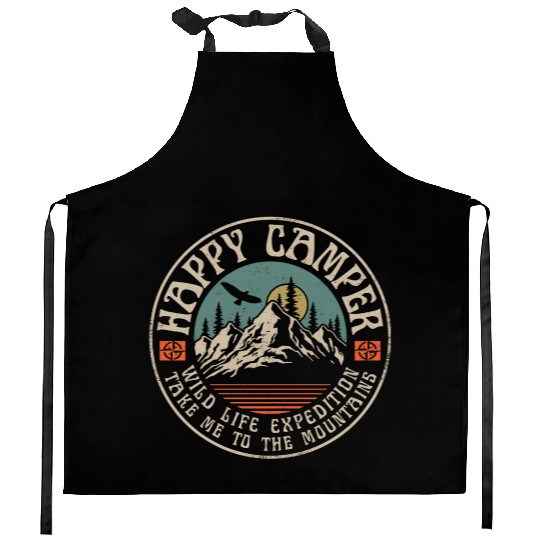 HAPPY CAMPER VINTAGE MOUNTAINS Kitchen Aprons