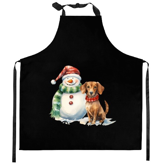 Dachshund Through The Snow Kitchen Aprons