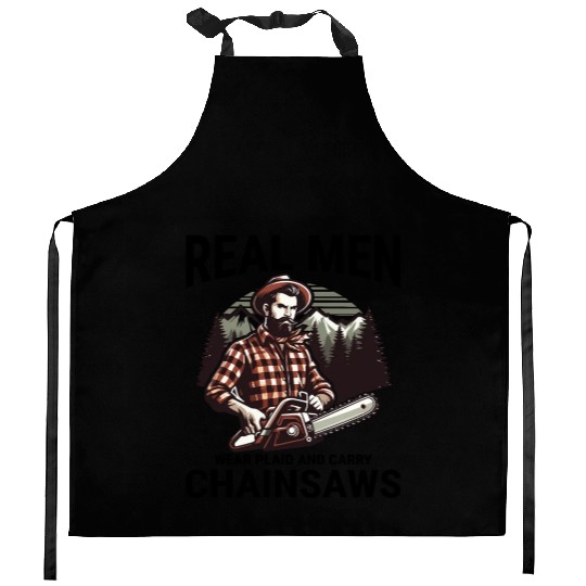 Lumberjack Woodworker Woodcutter Chainsaw Arborist Kitchen Aprons