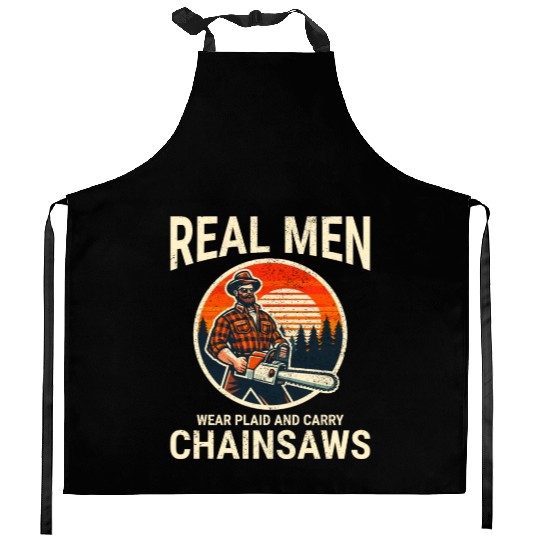 Lumberjack Woodworker Woodcutter Chainsaw Arborist Kitchen Aprons