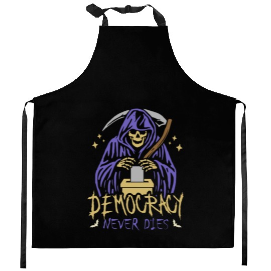 Democracy Never Dies Spooky Halloween Voting Meme Kitchen Aprons