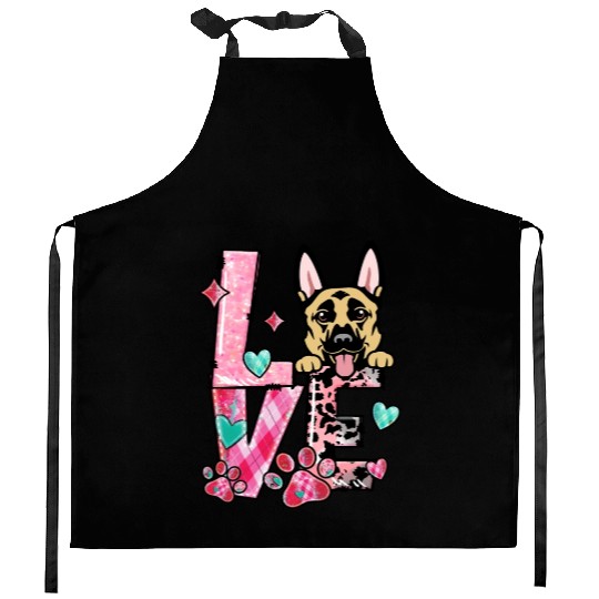 Bernese Collie Dog I Love My Dog Valentines Day Kitchen Aprons