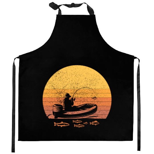 Lake Fishing Vintage Retro Sunset Gift for Kitchen Aprons