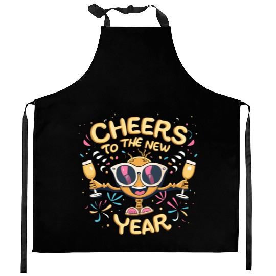 NYE Festive Cheers To The New Year Traditional Kitchen Aprons