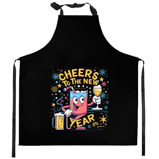 NYE Cheers To The New Year Happy Winter Holiday Kitchen Aprons