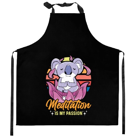 Meditation Is My Passion Relaxation Koala Lover Kitchen Aprons