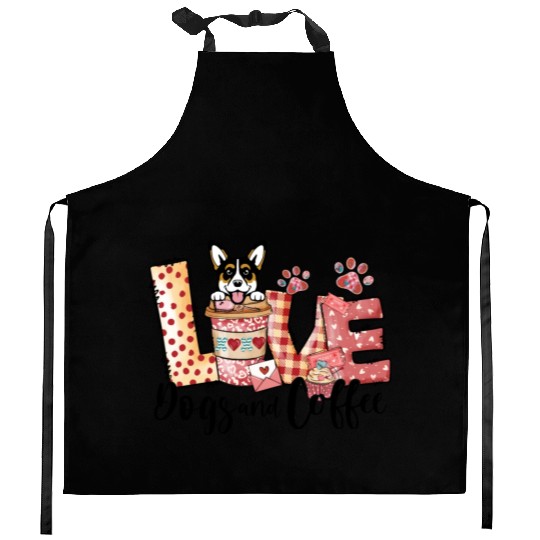 Corgi Dog Coffee Lover Dog Mom Valentines Day Kitchen Aprons