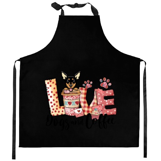 Pinscher Dog Coffee Lover Dog Mom Valentines Day Kitchen Aprons