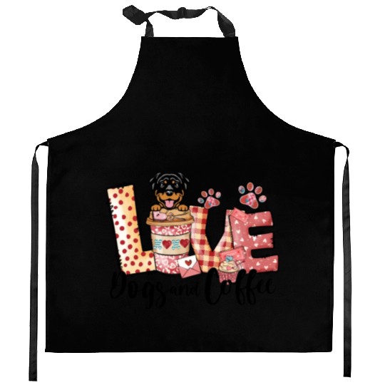 Rottweiler Dog Coffee Lover Dog Mom Valentines Day Kitchen Aprons