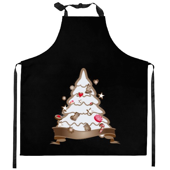 beautiful gingerbread Christmas tree for Christmas Kitchen Aprons