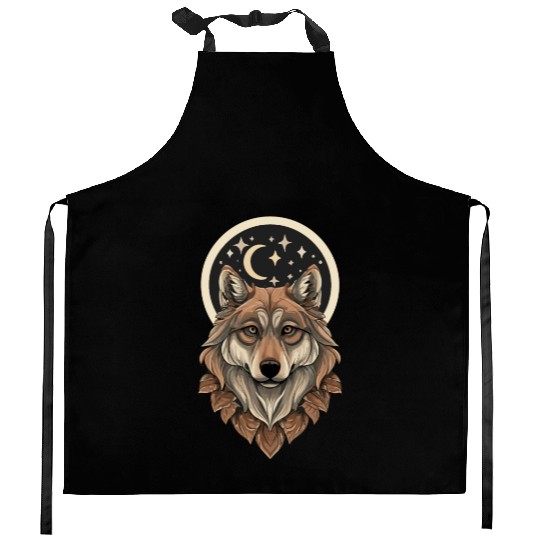 Wolf Moon Stars Design Kitchen Aprons