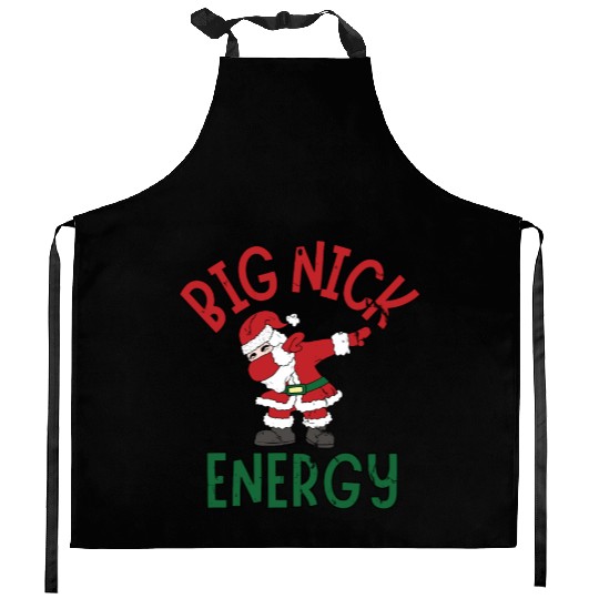 Big Nick Energy Christmas Dabbing Santa Claus Kitchen Aprons