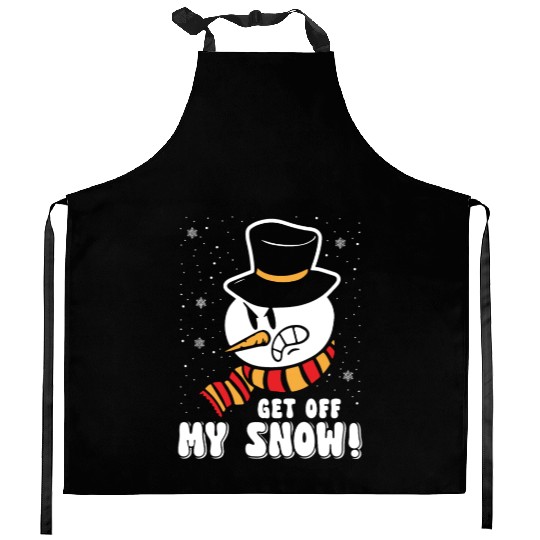 Snowman Angry Get Off my Snow Winter Season Kitchen Aprons