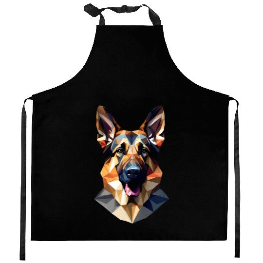 German shepherd dog, German dog, polygon art Kitchen Aprons