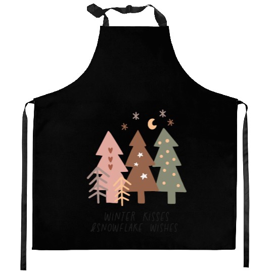 Winter Kisses And Snowflake Wishes Kitchen Aprons