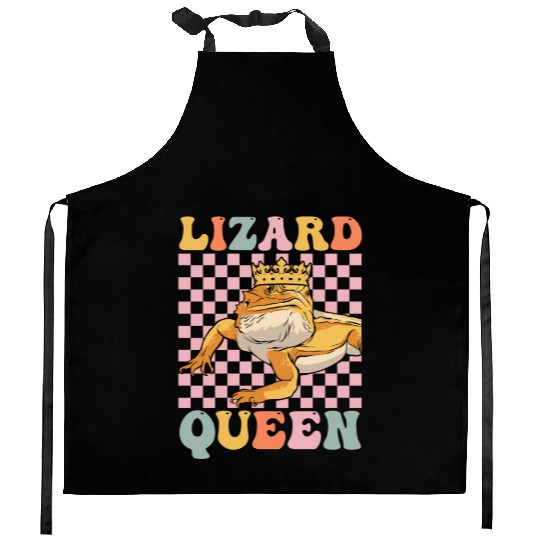 Groovy Bearded Dragon Girl Lizard Lover Kitchen Aprons