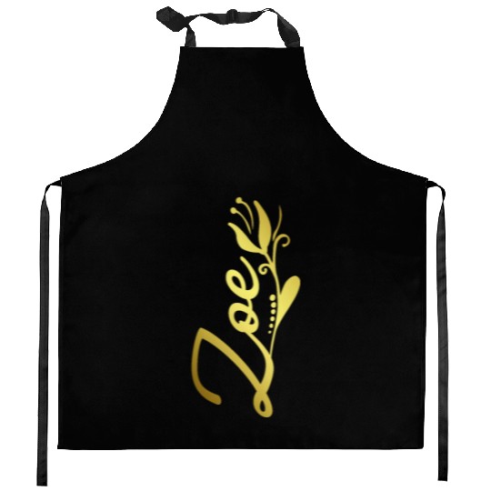 Zoe Name Faux Gold Tulip Flourish Kitchen Aprons