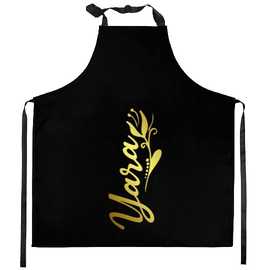 Yara Name Faux Gold Tulip Flourish Kitchen Aprons