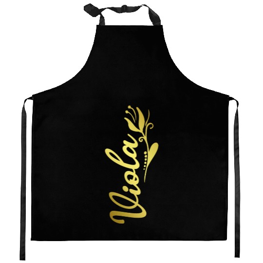 Viola Name Faux Gold Tulip Flourish Kitchen Aprons