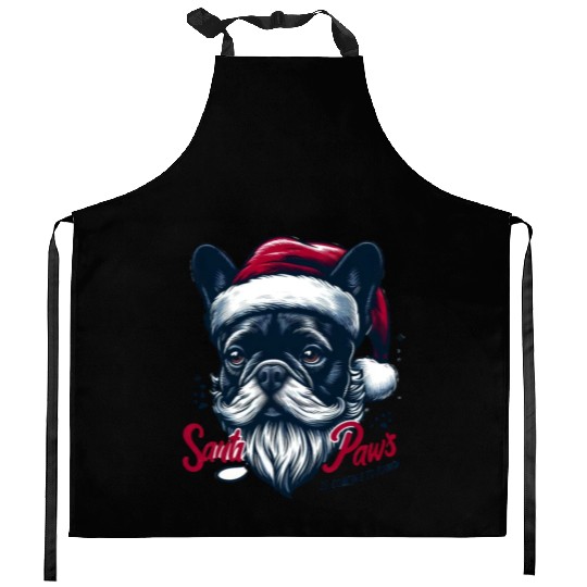 SANTA PAWS IS COMING TO TOWN Kitchen Aprons