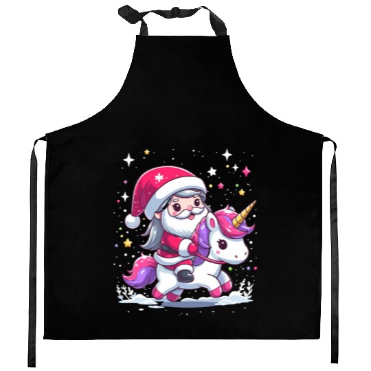 Santa Claus and Unicorn Kitchen Aprons