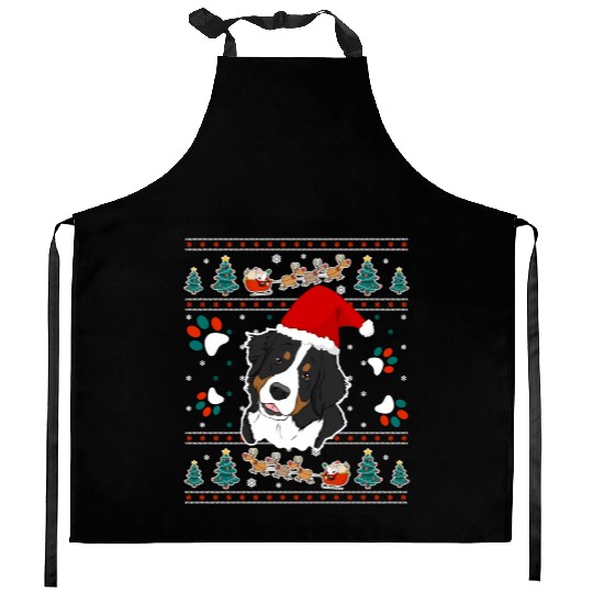Merry Woofmas Bernese Mountain Dog Kitchen Aprons