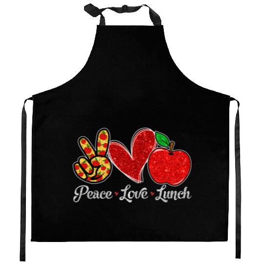 Peace Love Lunch Lunch Lady First Day Back To Scho Kitchen Aprons