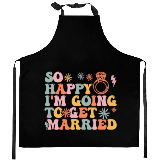 Bride Bridal Party Engagement Kitchen Aprons