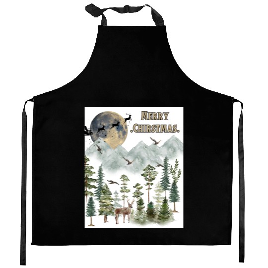 Merry Christmas 2 white Kitchen Aprons