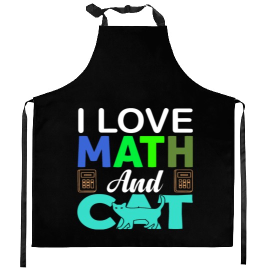 I Love Math And Cats lover Kitchen Aprons