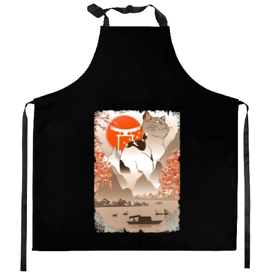 001867 Japanese Cat Mountain Fisher Lake Kitchen Aprons