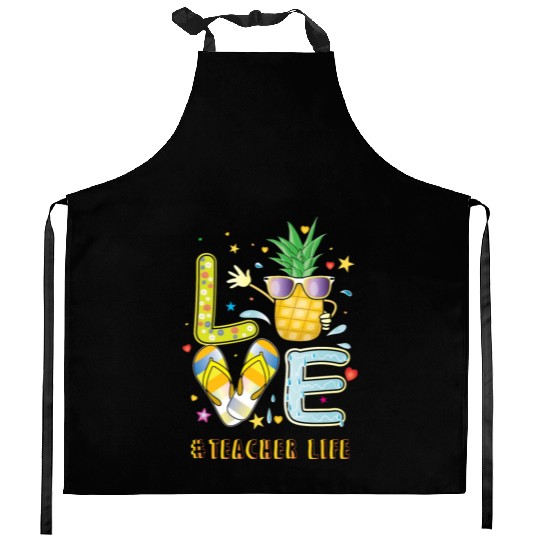 Teacher Life Pineapple Sunglasses Flip Flop Kitchen Aprons