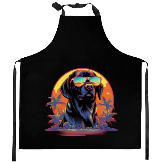 Retro Wave Foxhound Dog Kitchen Aprons