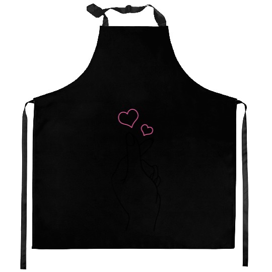 K-Pop Hand Symbol He K-Drama Korean Pop Music Fan Kitchen Aprons