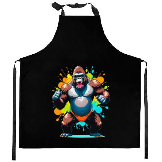 Cartoonish Gorilla Kitchen Aprons