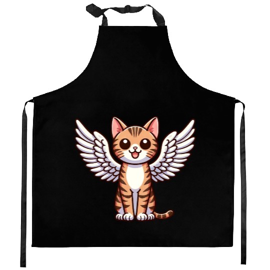 Bengal Cat Angel - Graceful Cat with Wings Kitchen Aprons