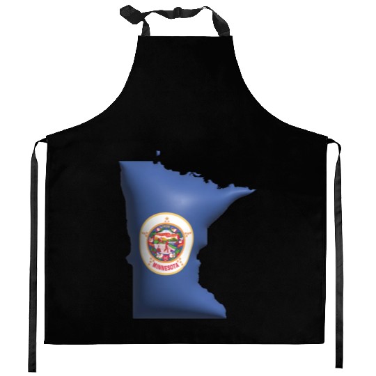 Minnesota - 3D Flag Map Kitchen Aprons
