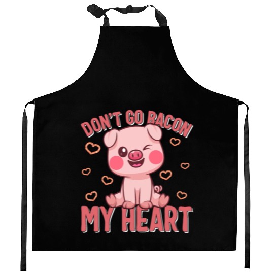Valentines Day Kitchen Aprons, Don't Go Go Bacon My Heart