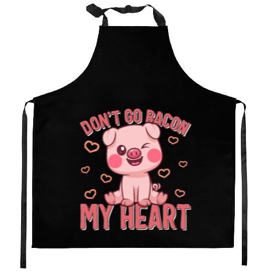 Valentines Day Kitchen Aprons, Don't Go Go Bacon My Heart
