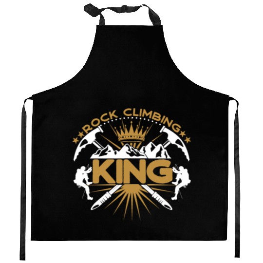 Rock Climbing King Kitchen Aprons