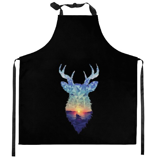 Polygon Wilderness: Majestic Deer Kitchen Aprons