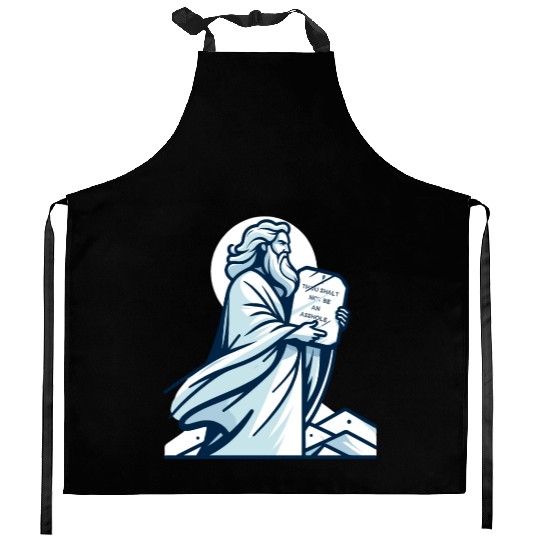 Thou shalt not be an asshole funny Moses design Kitchen Aprons