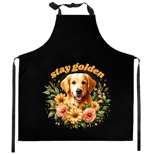 Cute Golden Retriever Kitchen Aprons