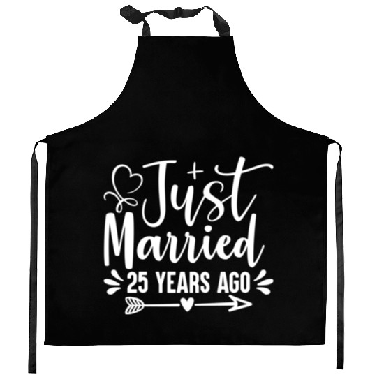 Just Married 25 Years Ago 25Th Wedding Anniversary Kitchen Aprons