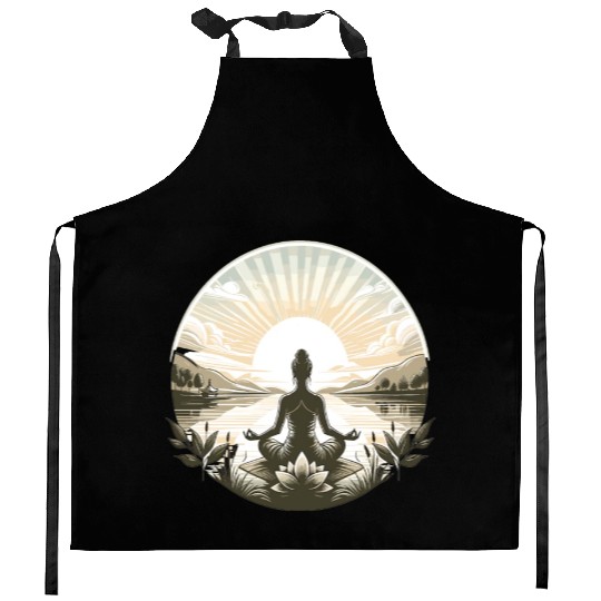 Yoga lotus design Kitchen Aprons