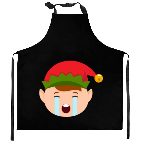 Elf Emoticons Crying Out Loud Funny Christmas Elfc Kitchen Aprons